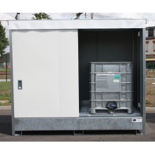 Armoire ECOPACK avec porte grande hauteur pour 2 cubi de 1000 l ou 8 f&ucirc;ts de 220 l