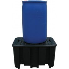 Bac de r&eacute;tention avec caillebotis amovible finition PE recycl&eacute; 1 f&ucirc;t de 220 l