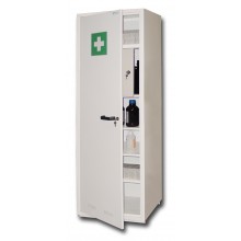 Armoire &agrave; pharmacie haute 1 porte avec coffret &agrave; produits toxiques