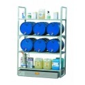 Rayonnage pour stockage de 6 f&ucirc;ts de 60 l horizontaux 1/1 + plan de pose