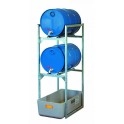 Rayonnage r&eacute;tention 65 l pour stockage de 2 f&ucirc;ts de 60 l horizontaux 1/1