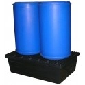 Bac de r&eacute;tention finition PEHD 2 f&ucirc;ts de 220 l Fond Plat